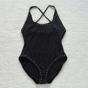 Michael Kors One Piece Swimsuit Black Gold Size 10
